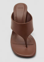 Sandales En Cuir À Talon Compensé Contrastant