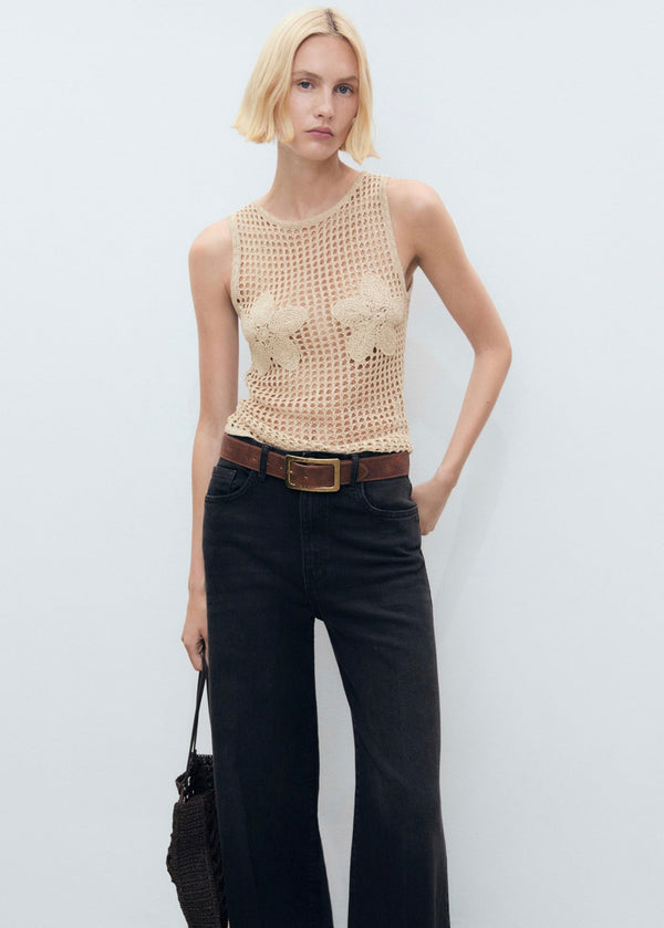 Top En Crochet Brodé À Fleurs