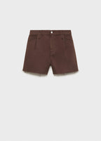 Short En Jean Bas Effiloché Pinces