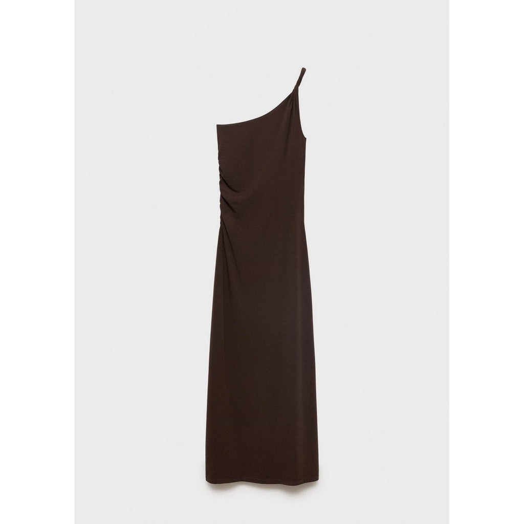 Robe Asymétrique Froncée À Bretelles
