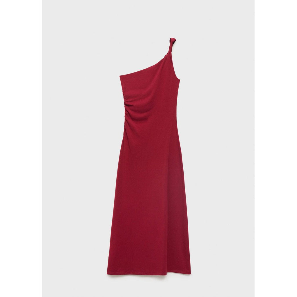 Robe Asymétrique Froncée À Bretelles