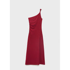 Robe Asymétrique Froncée À Bretelles