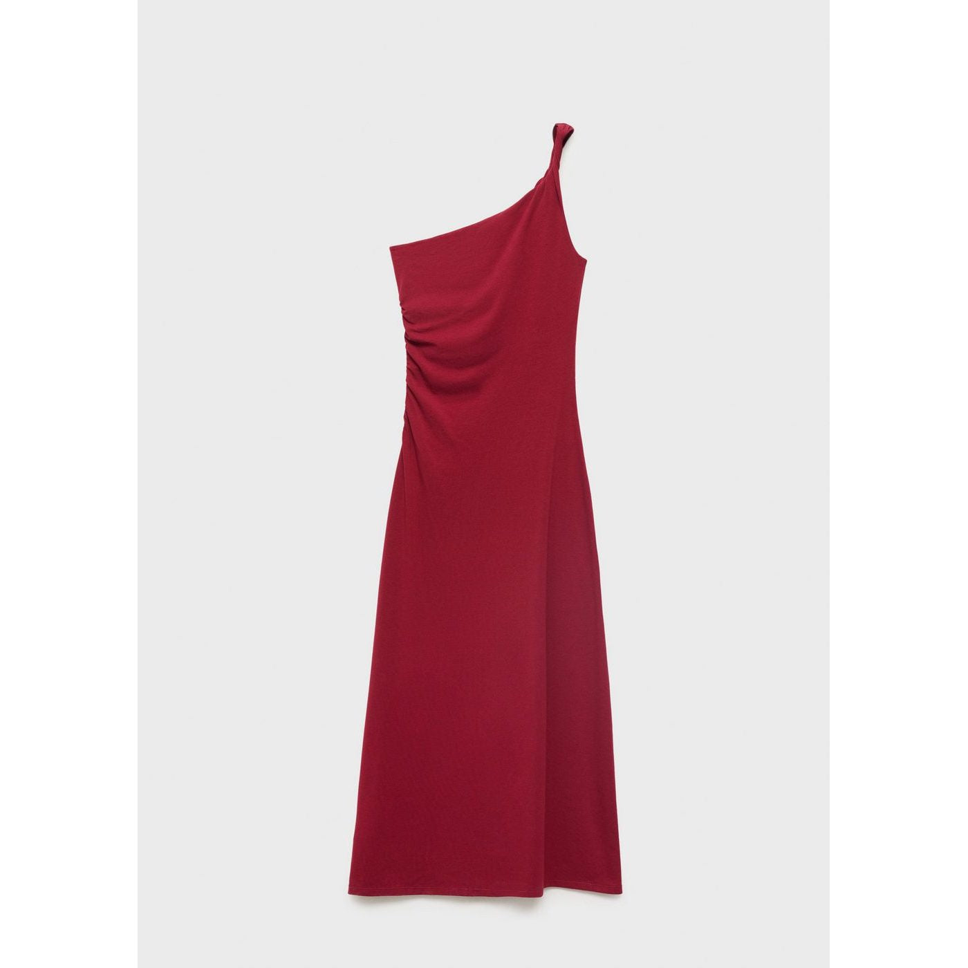Robe Asymétrique Froncée À Bretelles