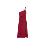 Robe Asymétrique Froncée À Bretelles