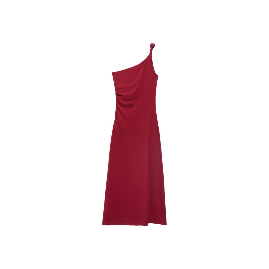 Robe Asymétrique Froncée À Bretelles