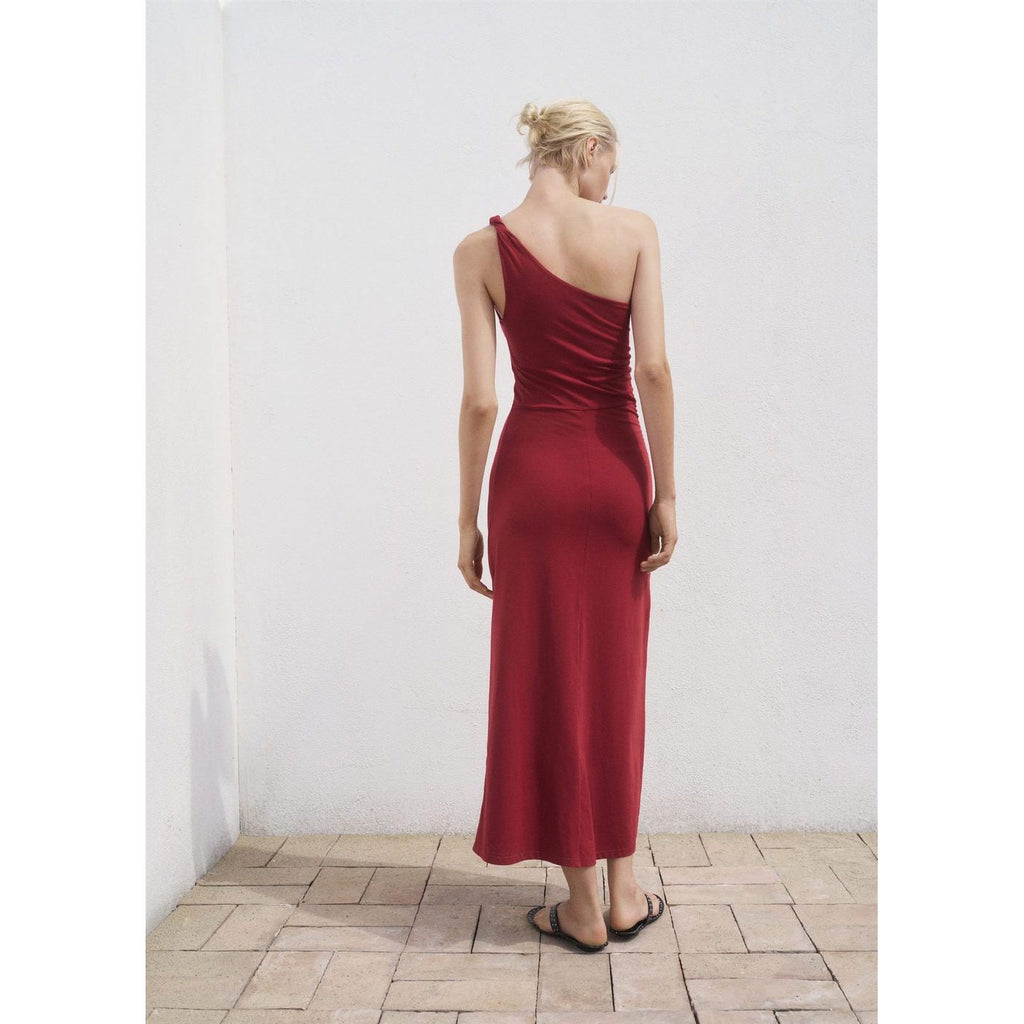 Robe Asymétrique Froncée À Bretelles