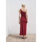 Robe Asymétrique Froncée À Bretelles