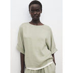 Blouse Oversize À Manches Retroussées