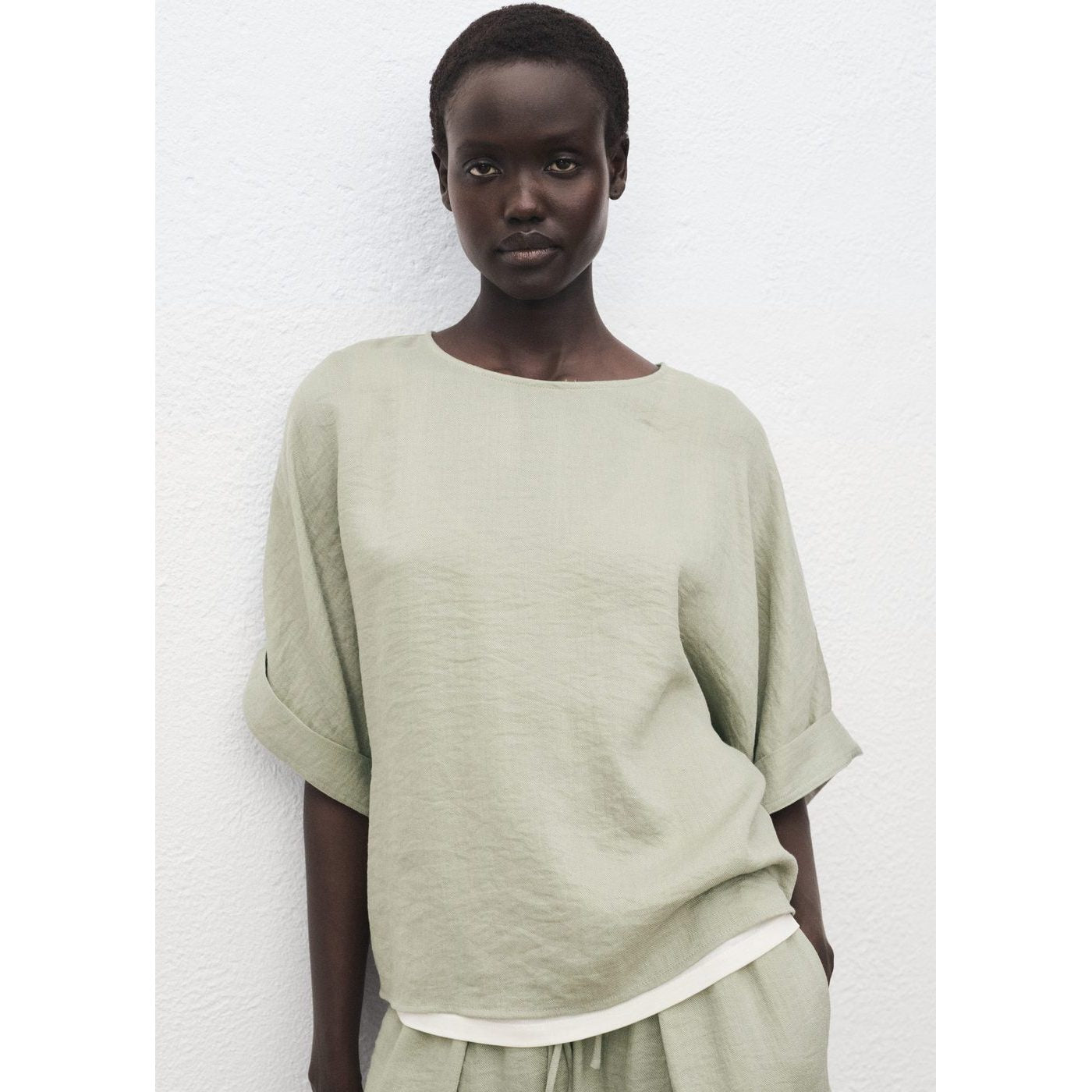 Blouse Oversize À Manches Retroussées