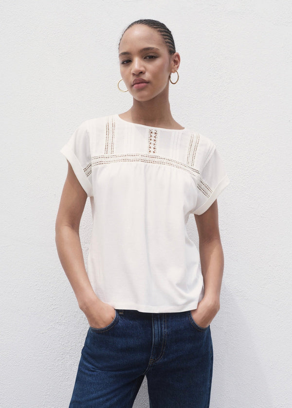 T-Shirt Coton Détails Ajourés