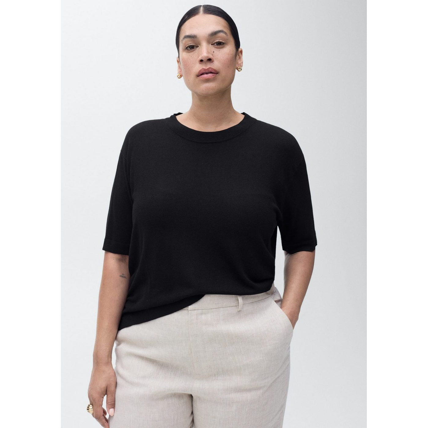 Pull-Over Maille Fine Manches Courtes