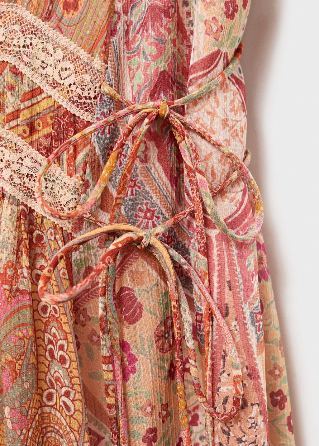 Robe Imprimé Cachemire Dentelle Rapportée