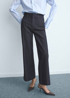 Jean Style Jupe-Culotte Taille Haute Avec Coutures