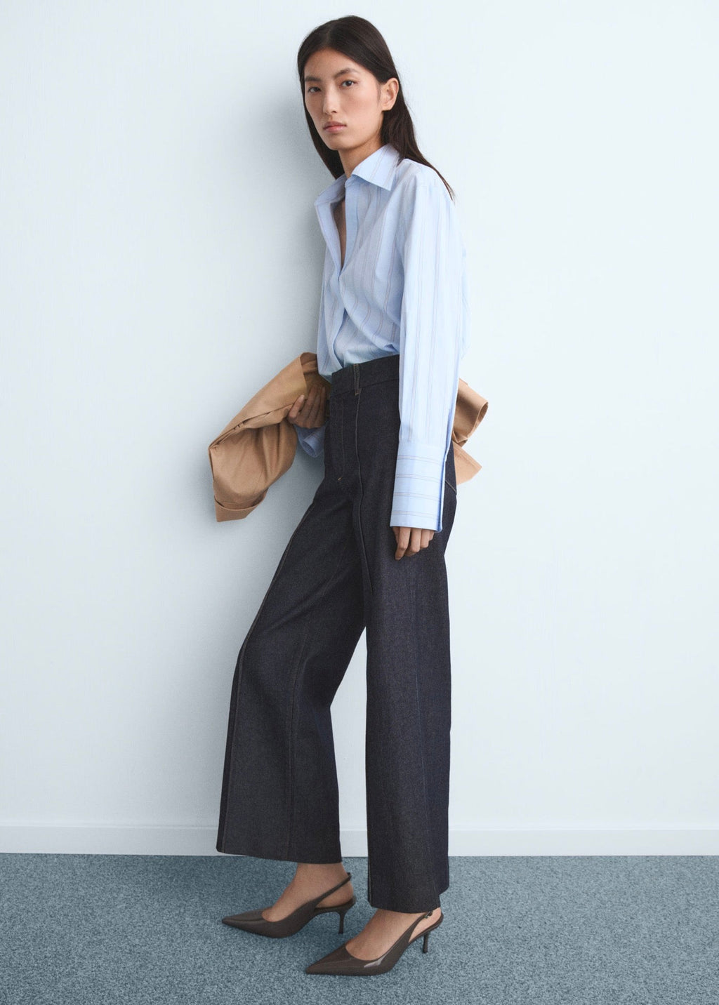 Jean Style Jupe-Culotte Taille Haute Avec Coutures