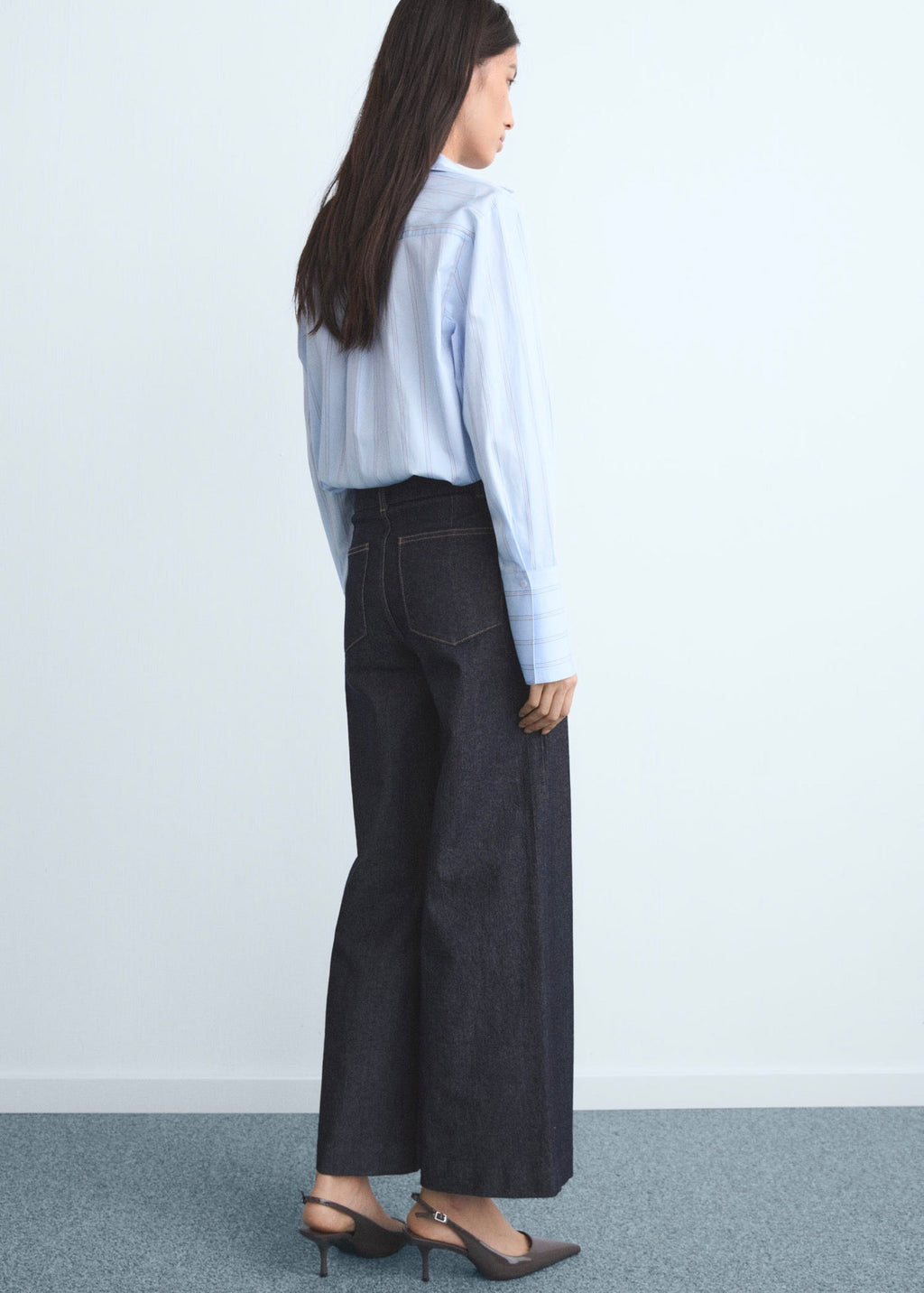 Jean Style Jupe-Culotte Taille Haute Avec Coutures