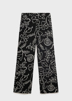 Pantalon Lin Mélangé Imprimé À Fleurs