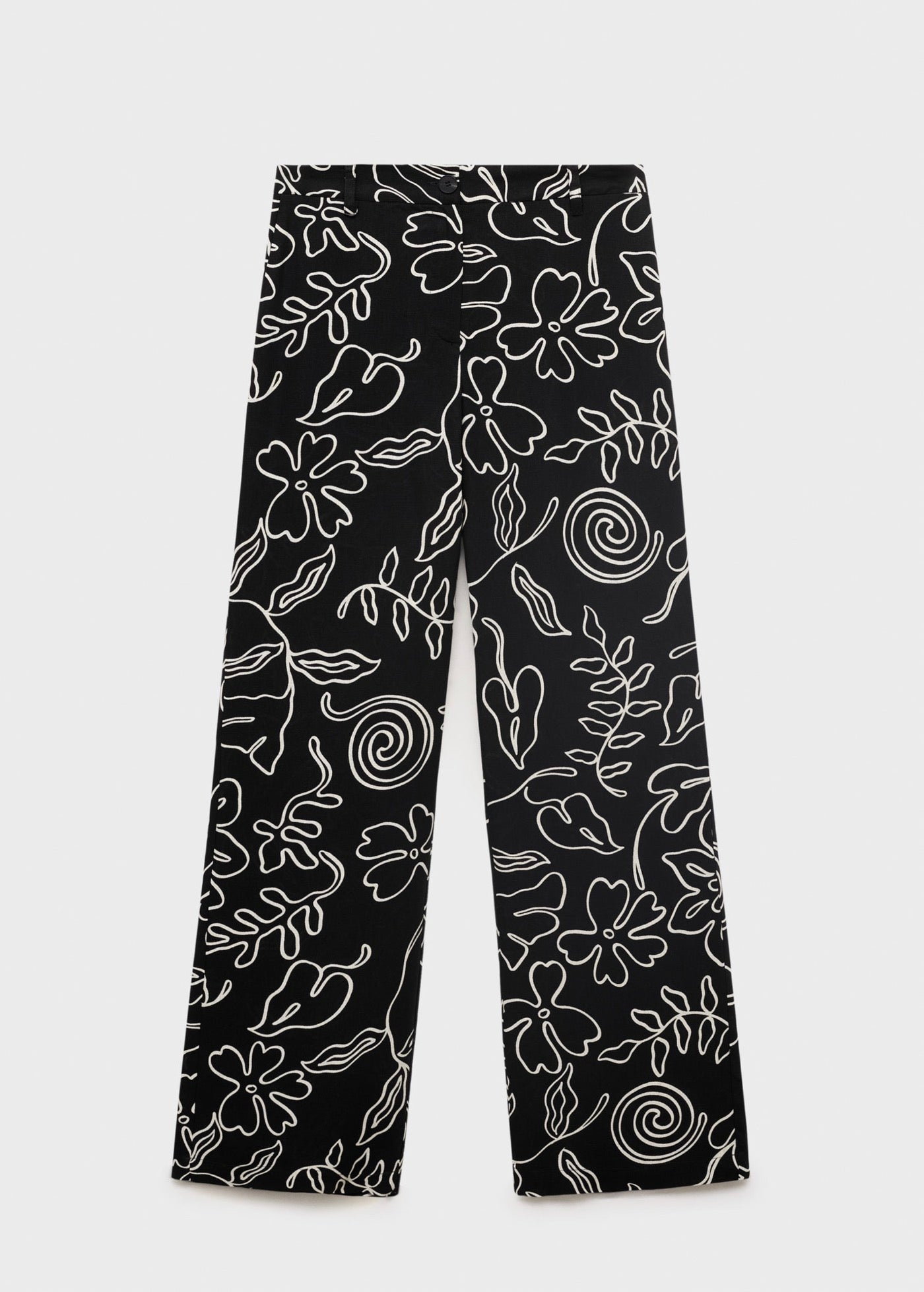 Pantalon Lin Mélangé Imprimé À Fleurs