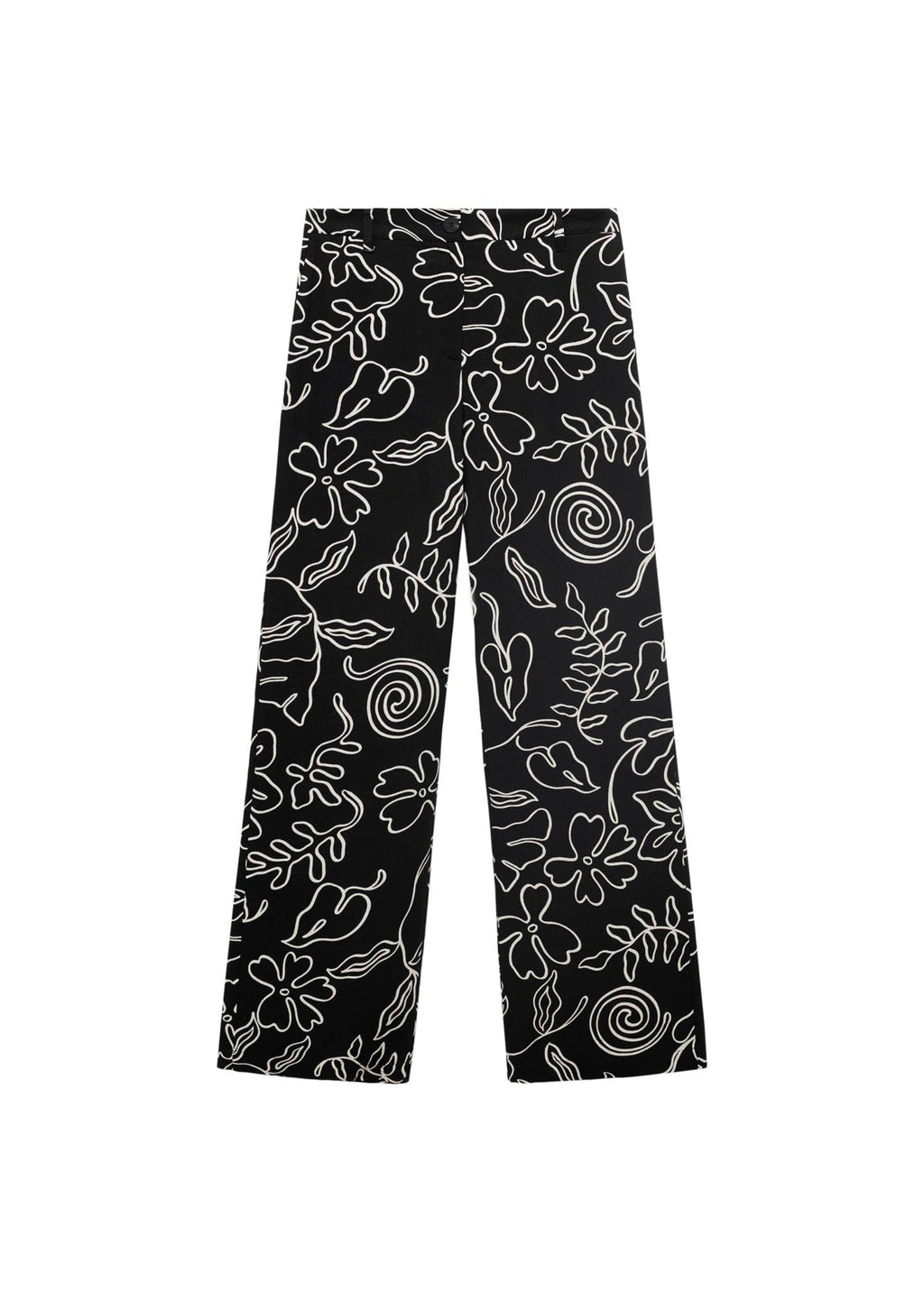 Pantalon Lin Mélangé Imprimé À Fleurs