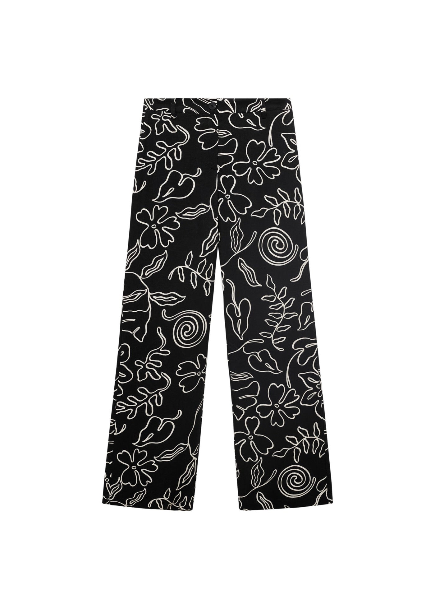 Pantalon Lin Mélangé Imprimé À Fleurs
