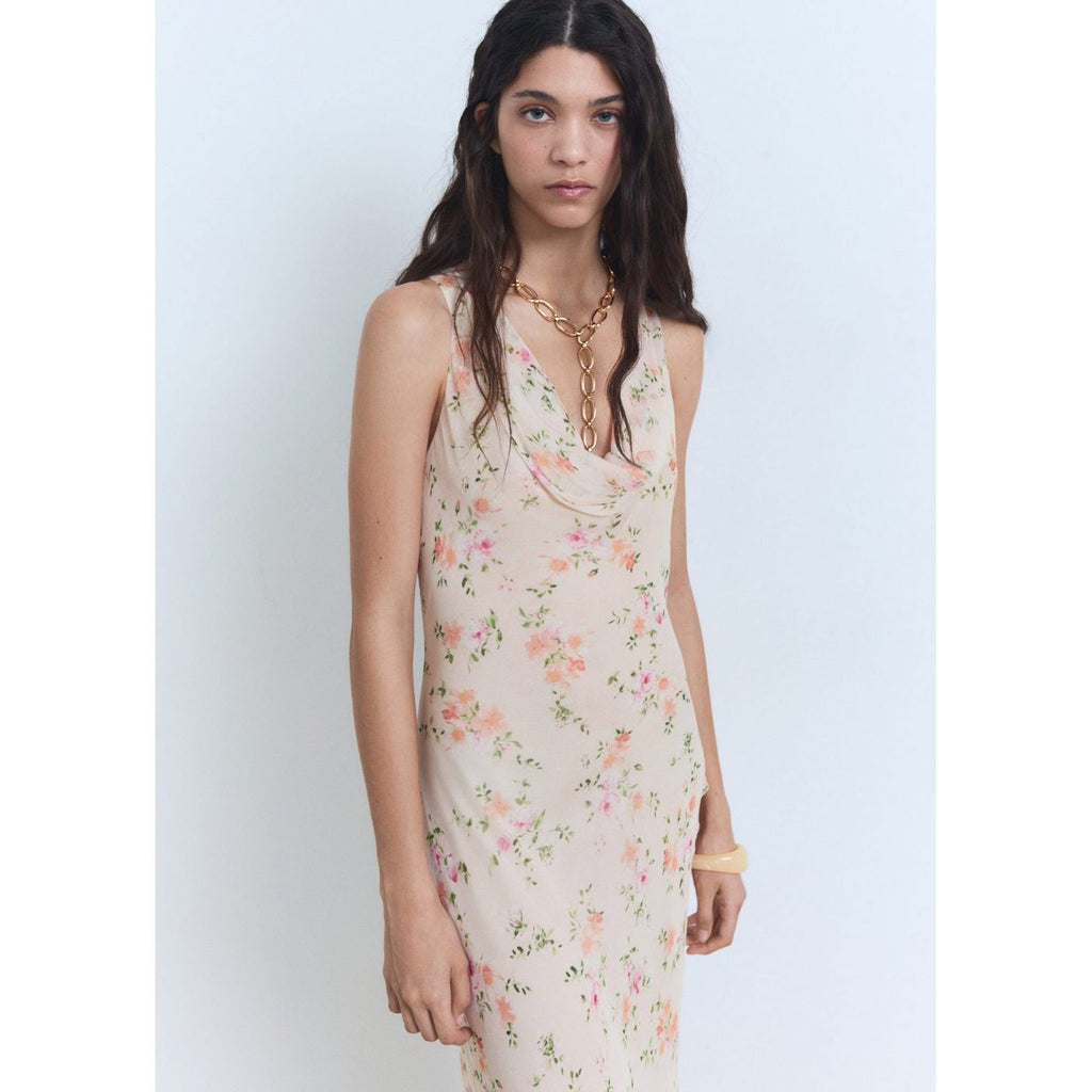 Robe Drapée Avec Imprimé Fleuri