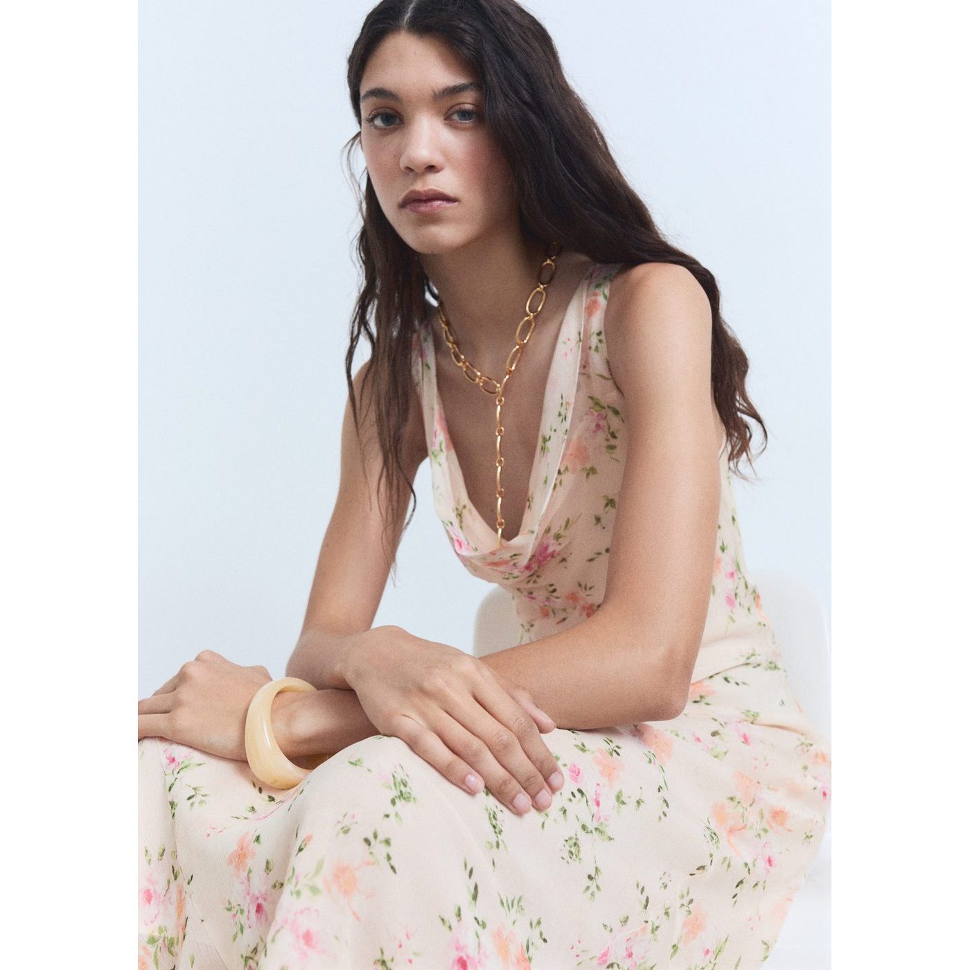 Robe Drapée Avec Imprimé Fleuri