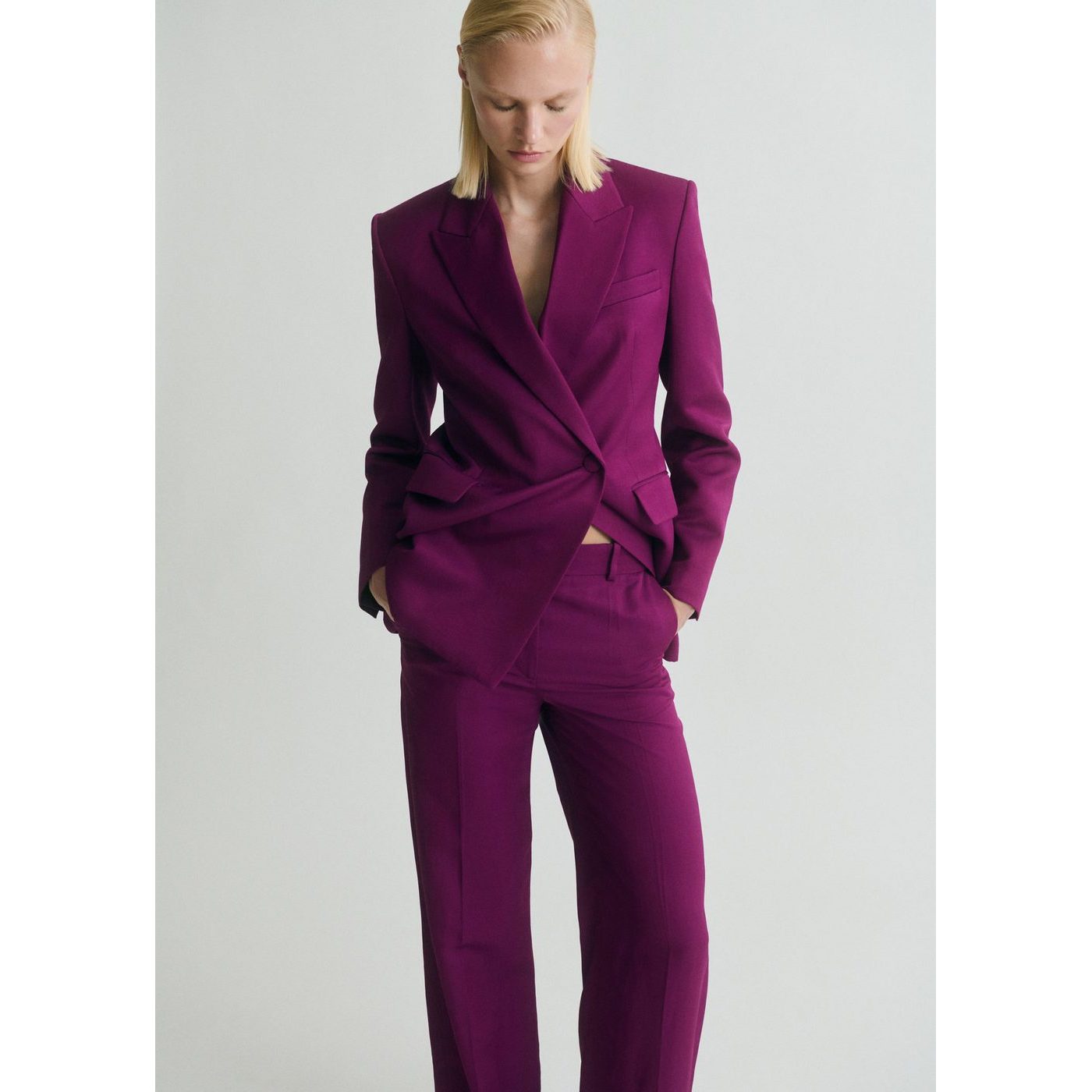 Pantalon De Costume Droit Lin Mélangé