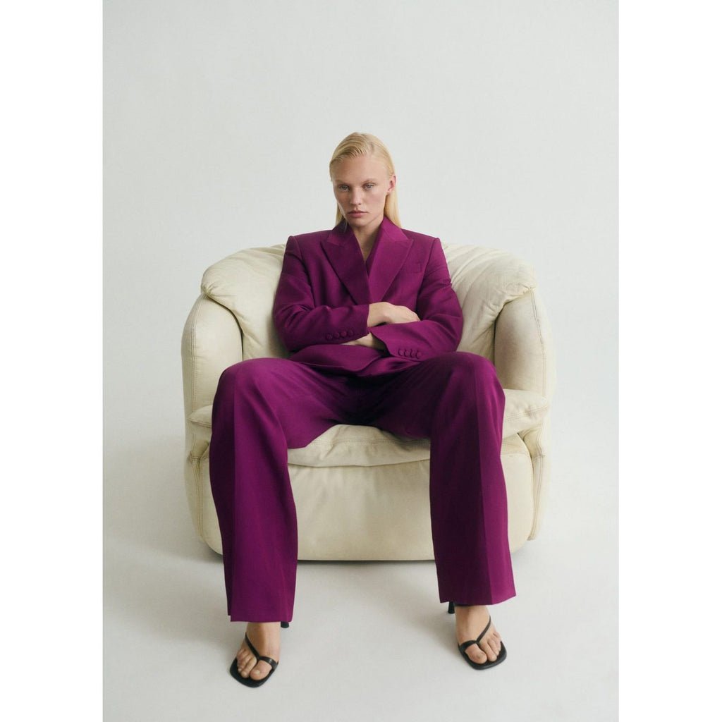 Pantalon De Costume Droit Lin Mélangé