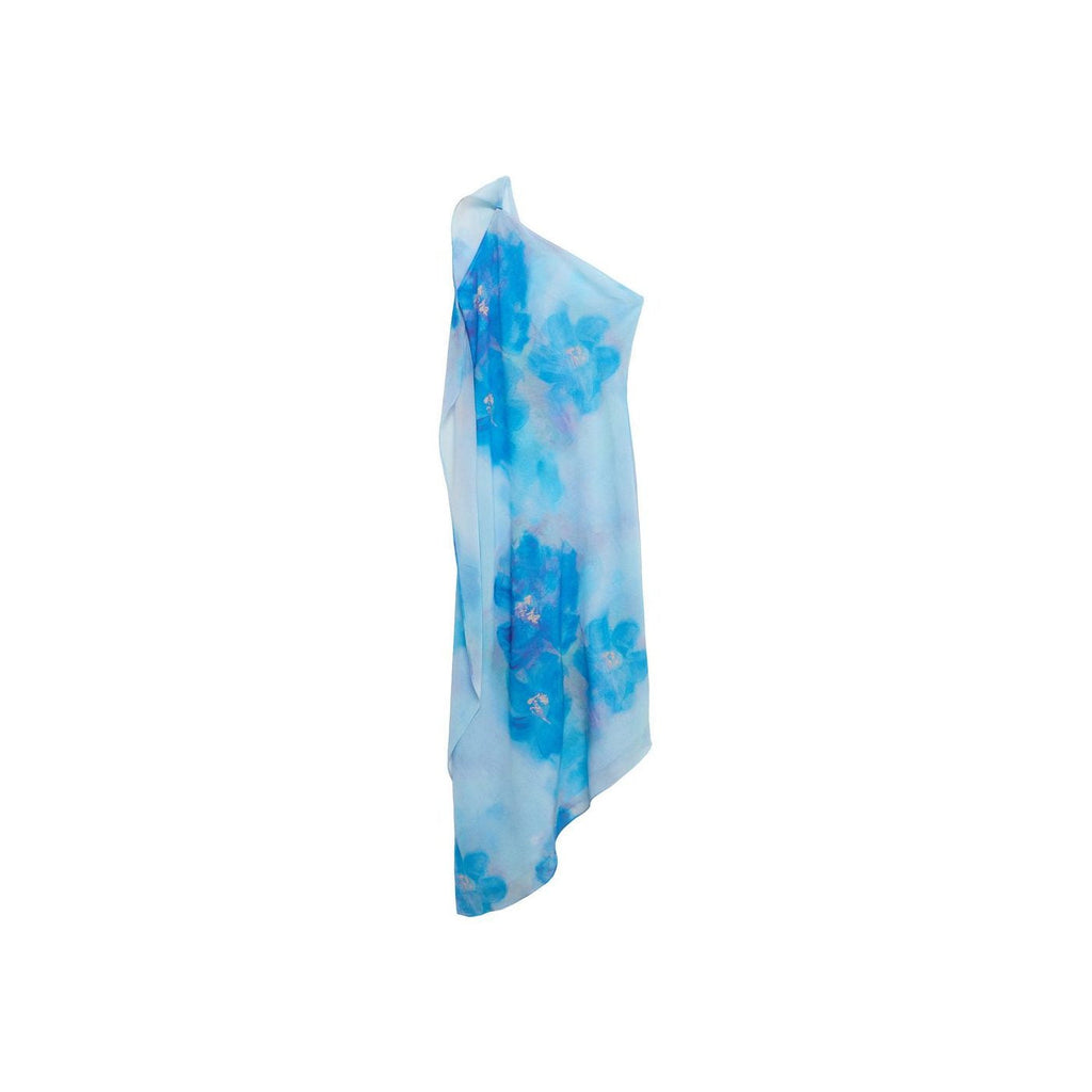 Robe Asymétrique À Fleurs Avec Foulard