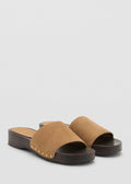 Sandales En Daim Avec Semelle En Bois