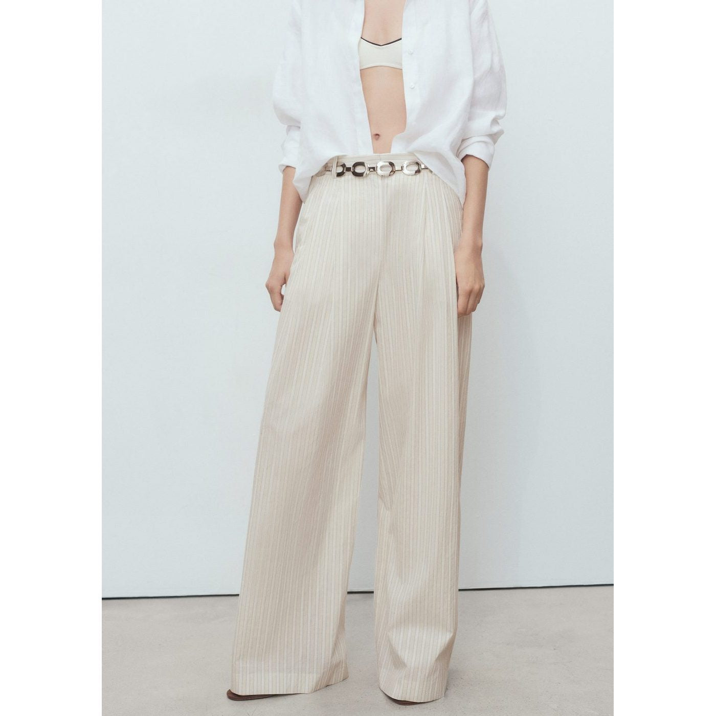 Pantalon Large À Rayures