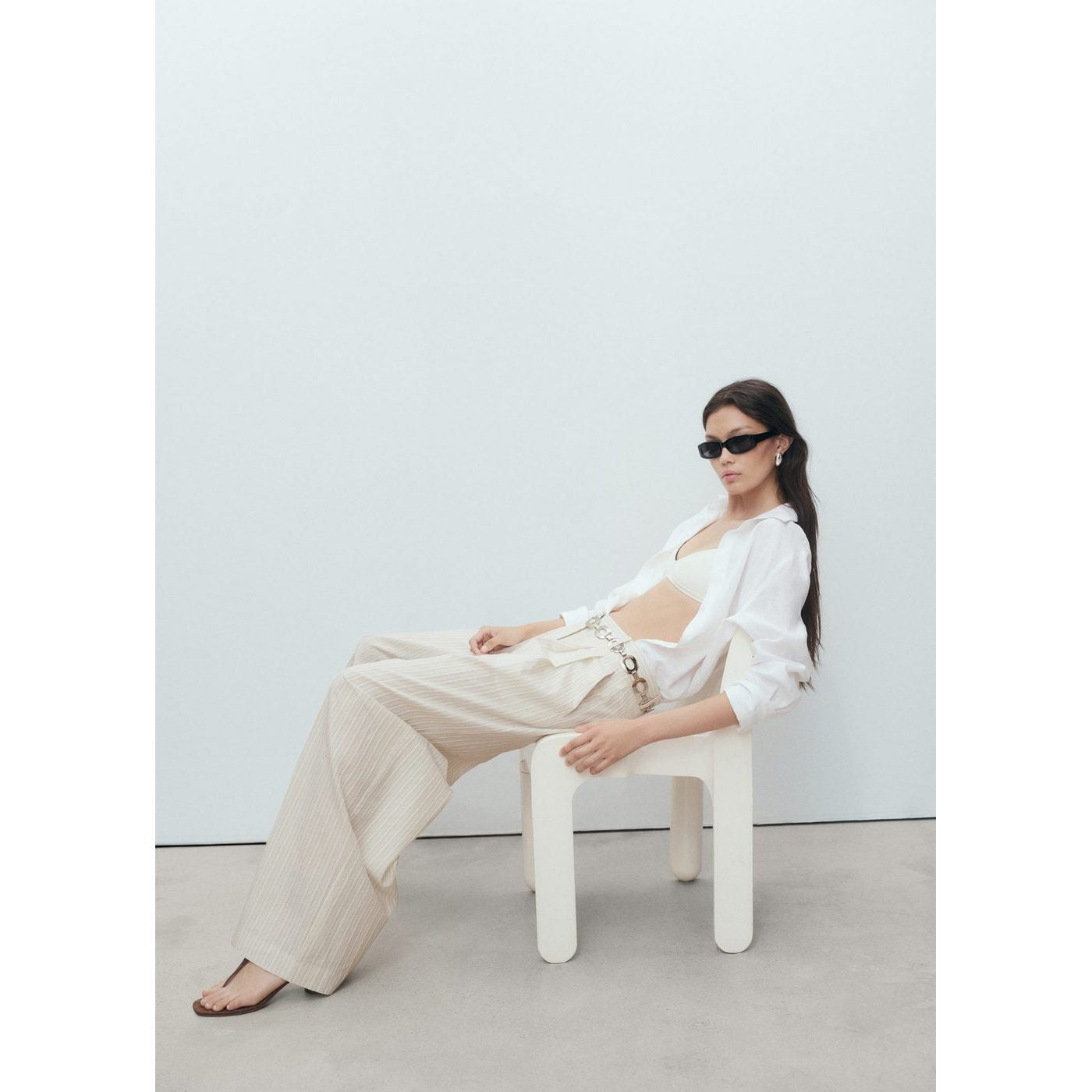 Pantalon Large À Rayures