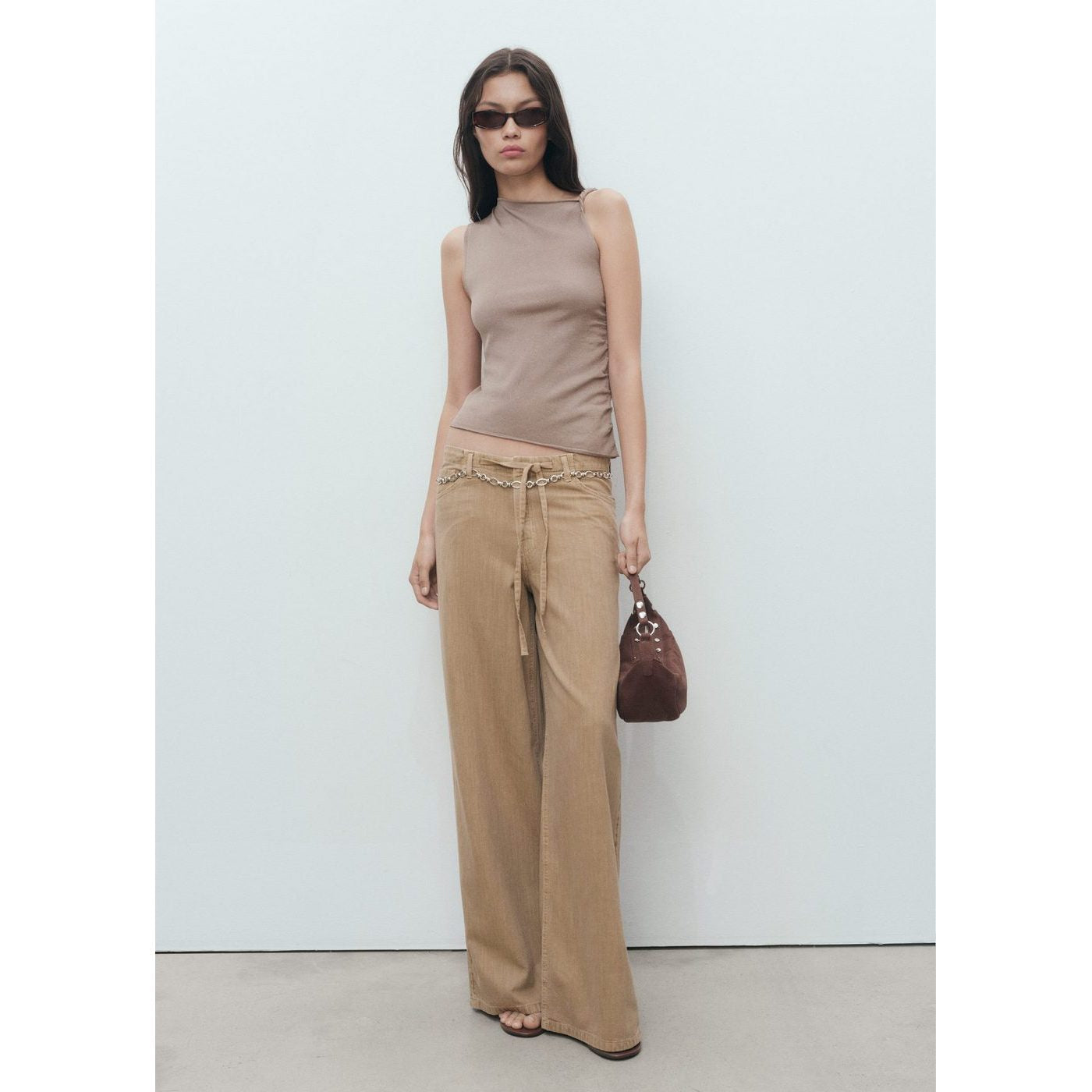 Pantalón Denim Wide Leg Cinturón