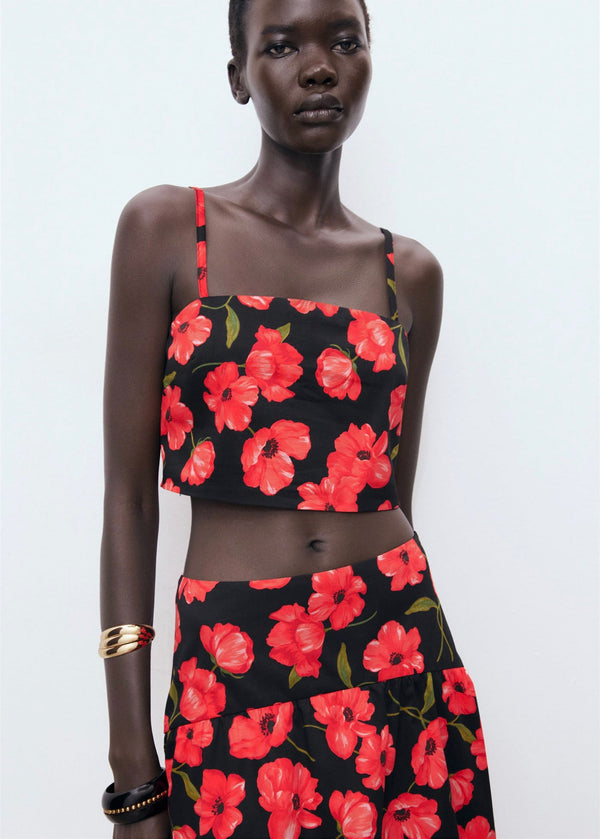 Crop Top À Fleurs