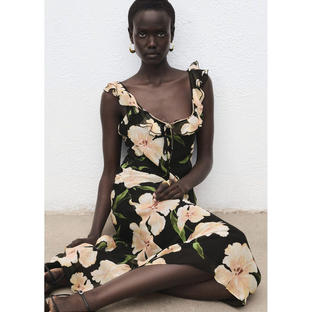 Robe À Fleurs Détail Volants
