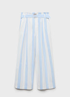 Pantalon Style Jupe-Culotte À Rayures Avec Ceinture