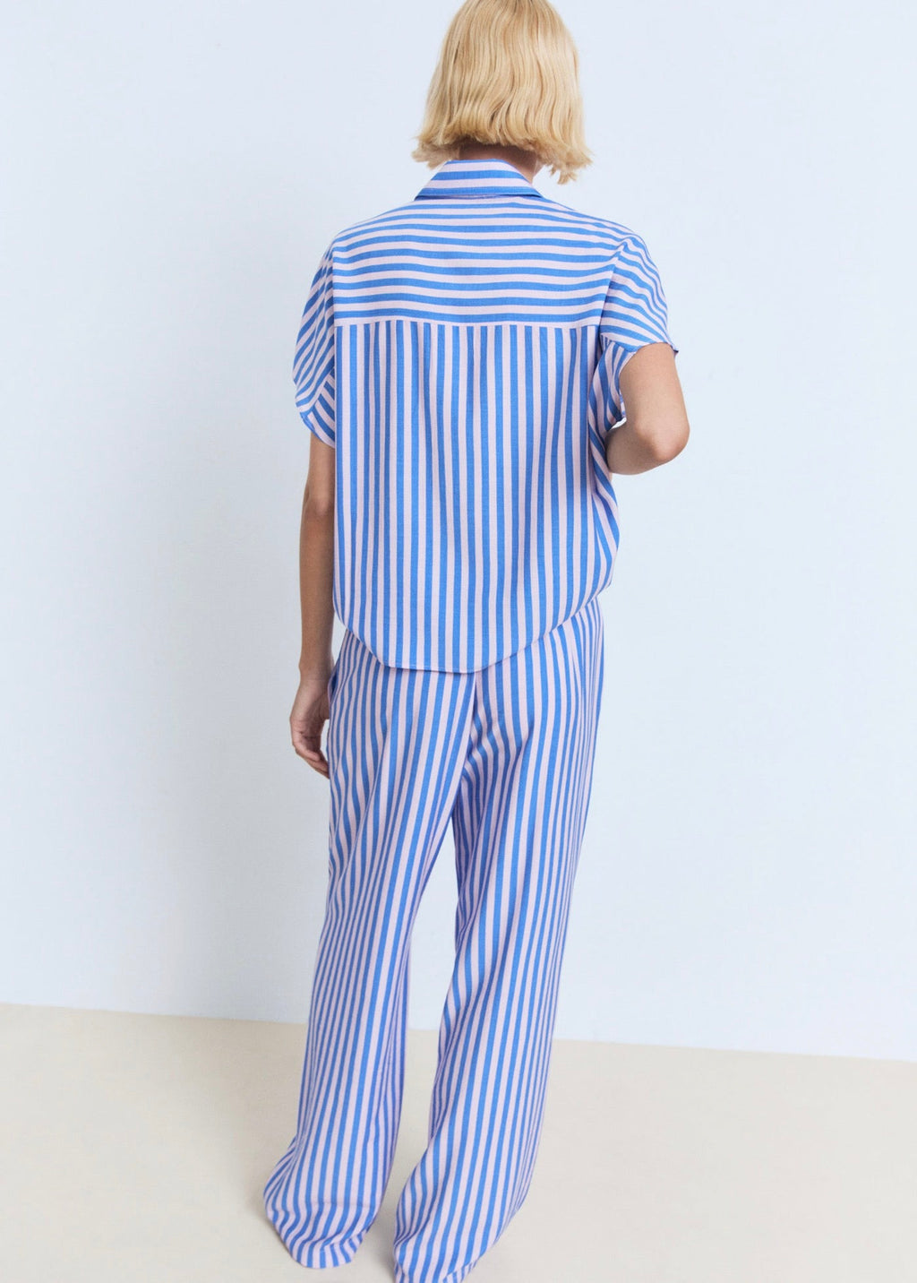Pantalon Droit Imprimé Rayures