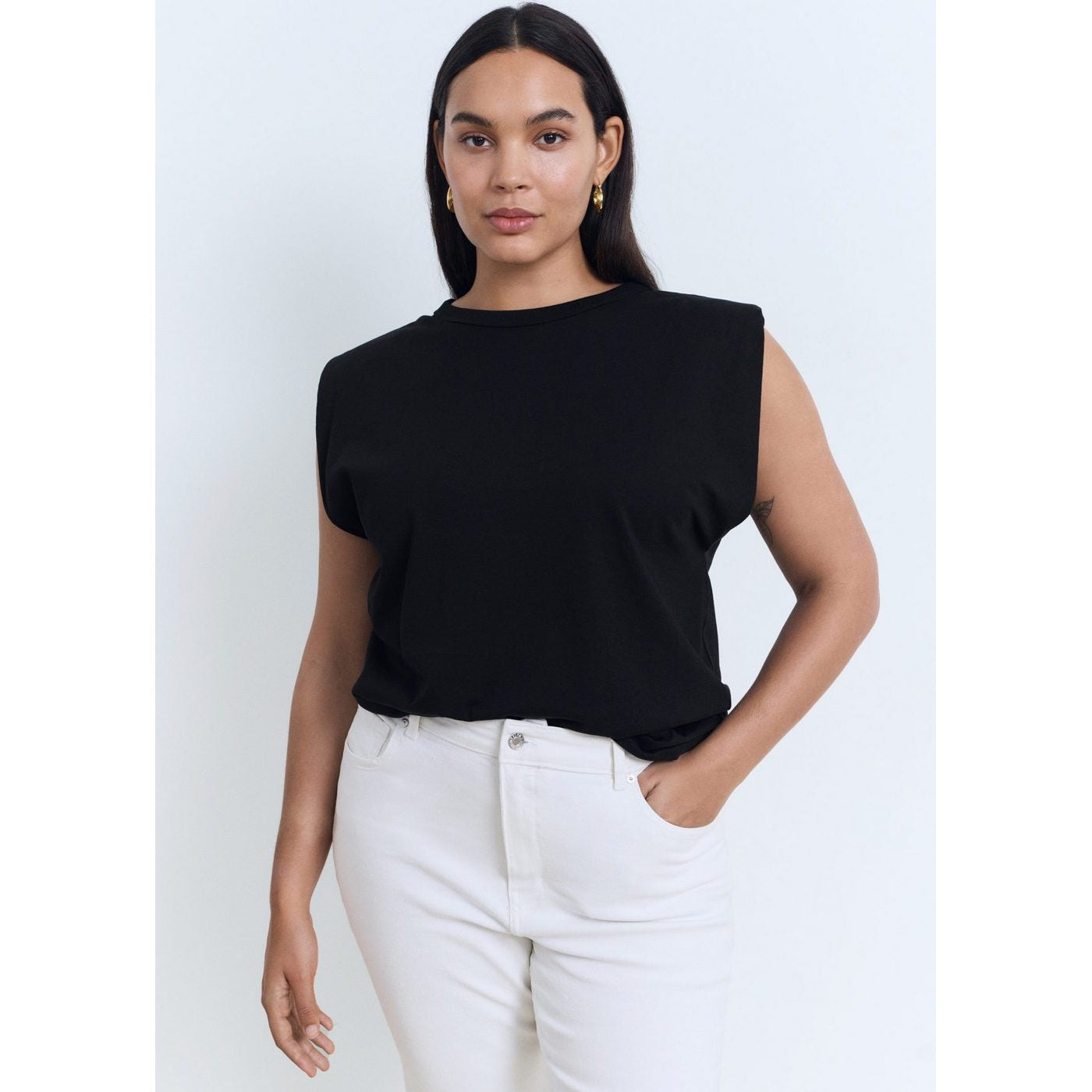 T-Shirt Épaulettes Manches Courtes