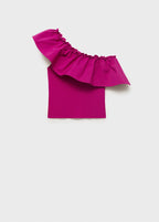 Haut Asymétrique En Tissu Combiné