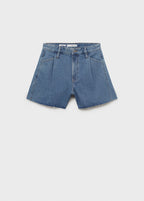 Short En Jean Bas Effiloché Pinces