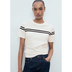 Pull-Over Rayures Manches Courtes
