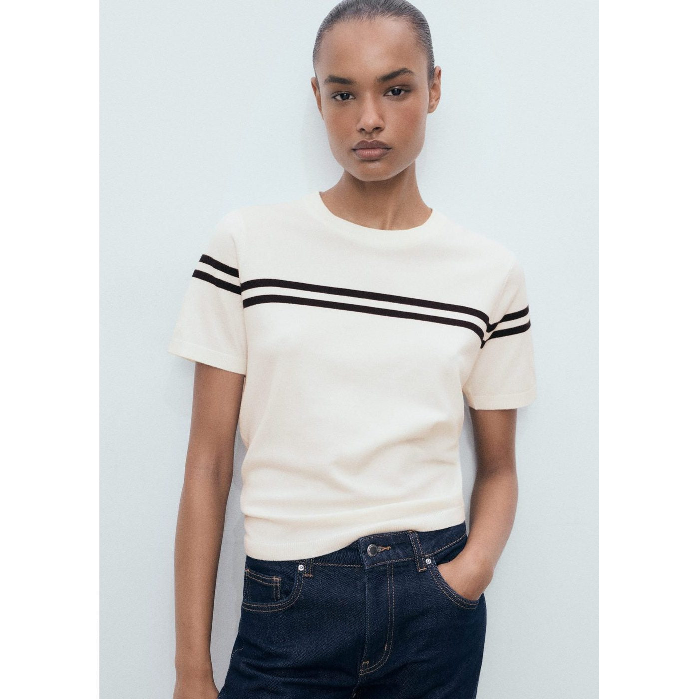 Pull-Over Rayures Manches Courtes