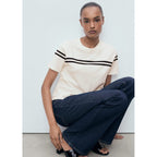 Pull-Over Rayures Manches Courtes