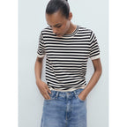Pull-Over Rayures Manches Courtes