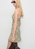 Robe Décolletée À Carreaux