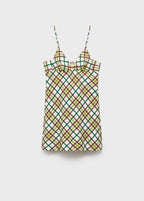 Robe Décolletée À Carreaux