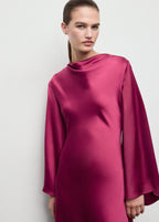 Robe Satinée Manches Cloche