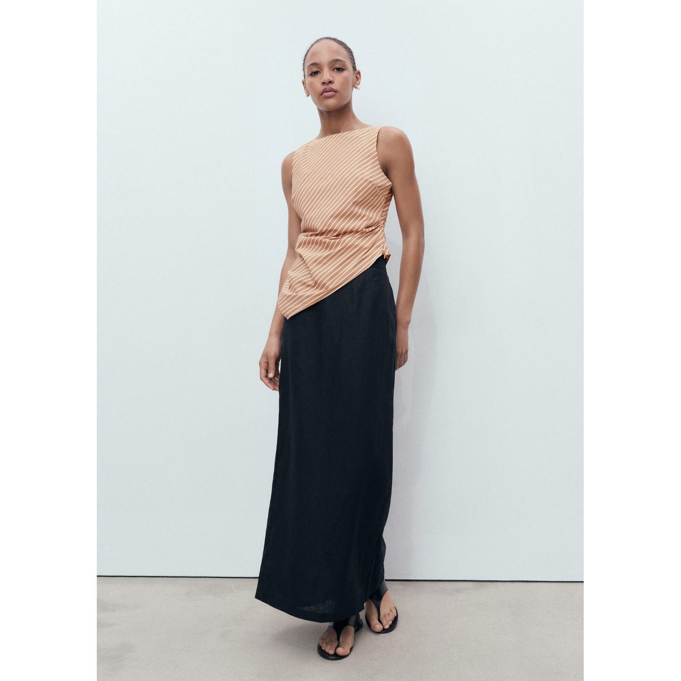 Top En Coton Asymétrique À Rayures