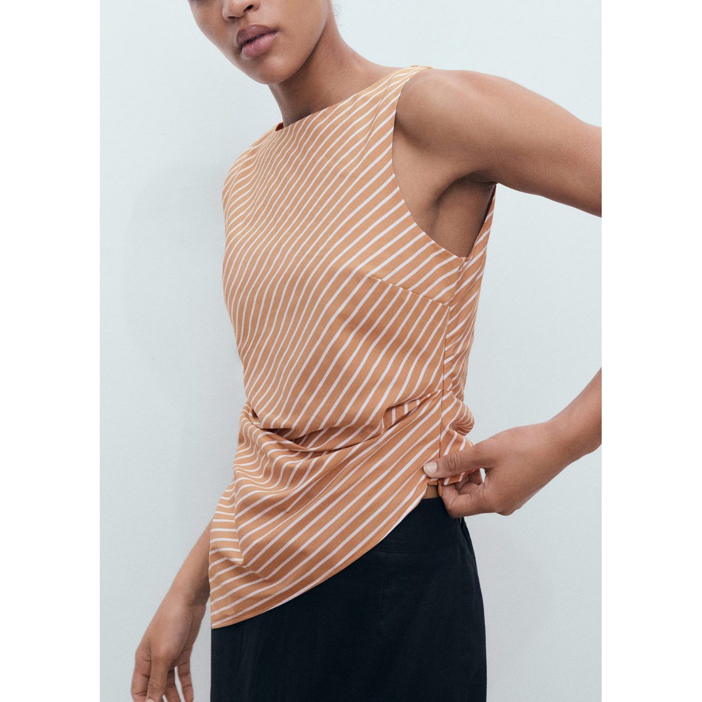 Top En Coton Asymétrique À Rayures