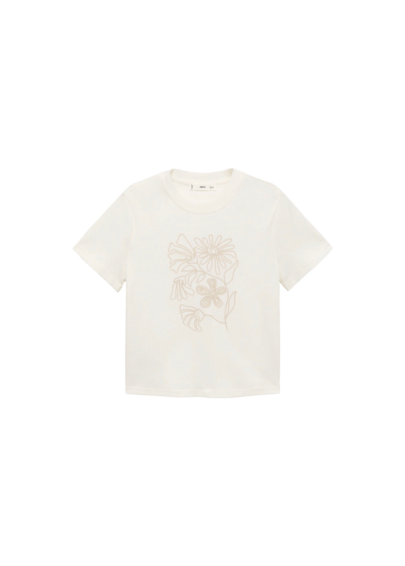 T-Shirt Coton Broderie À Fleurs