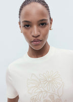 T-Shirt Coton Broderie À Fleurs